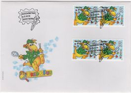 Fred und Fun in 2 Paaren aus MH auf off. illustriertem FDC