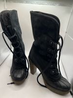 Damen Stiefel gefüttert schwarz Leder Grösse 37