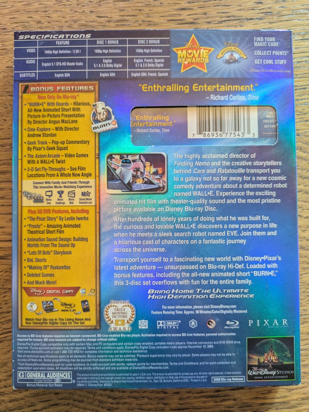 Tutti i DVDs: WALL-E (3-Disc Special Edition - Blu-ray - EN) – Usato da Männedorf venduto da Pacer19 1