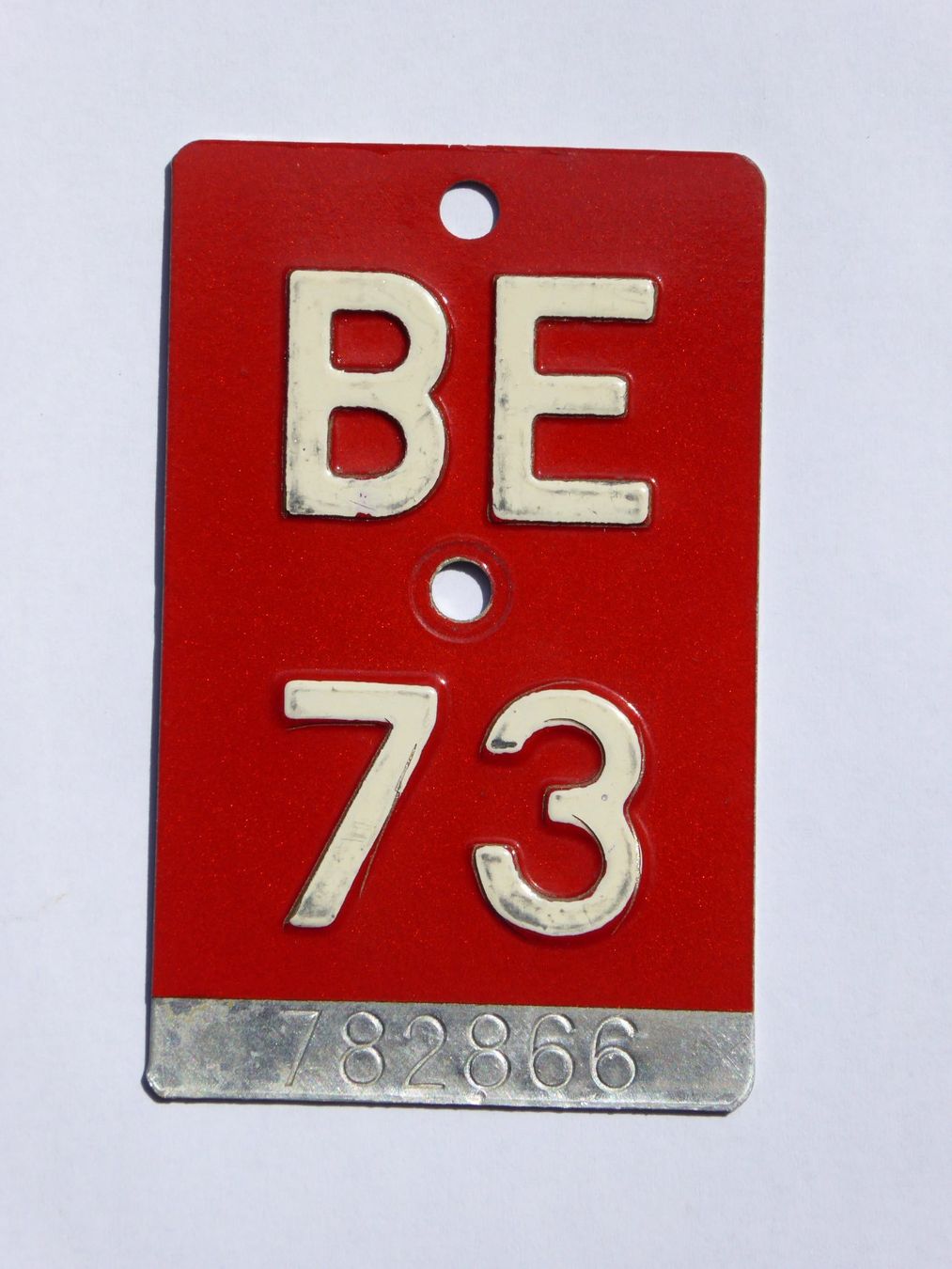 Schilder: Velonummer BE 73 – Gebraucht aus Stadel-Winterthur von Puch1953