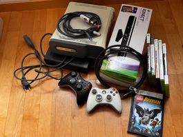 XBOX 360 Konsole mit Kinetic, 2 Controller und 6 Spielen