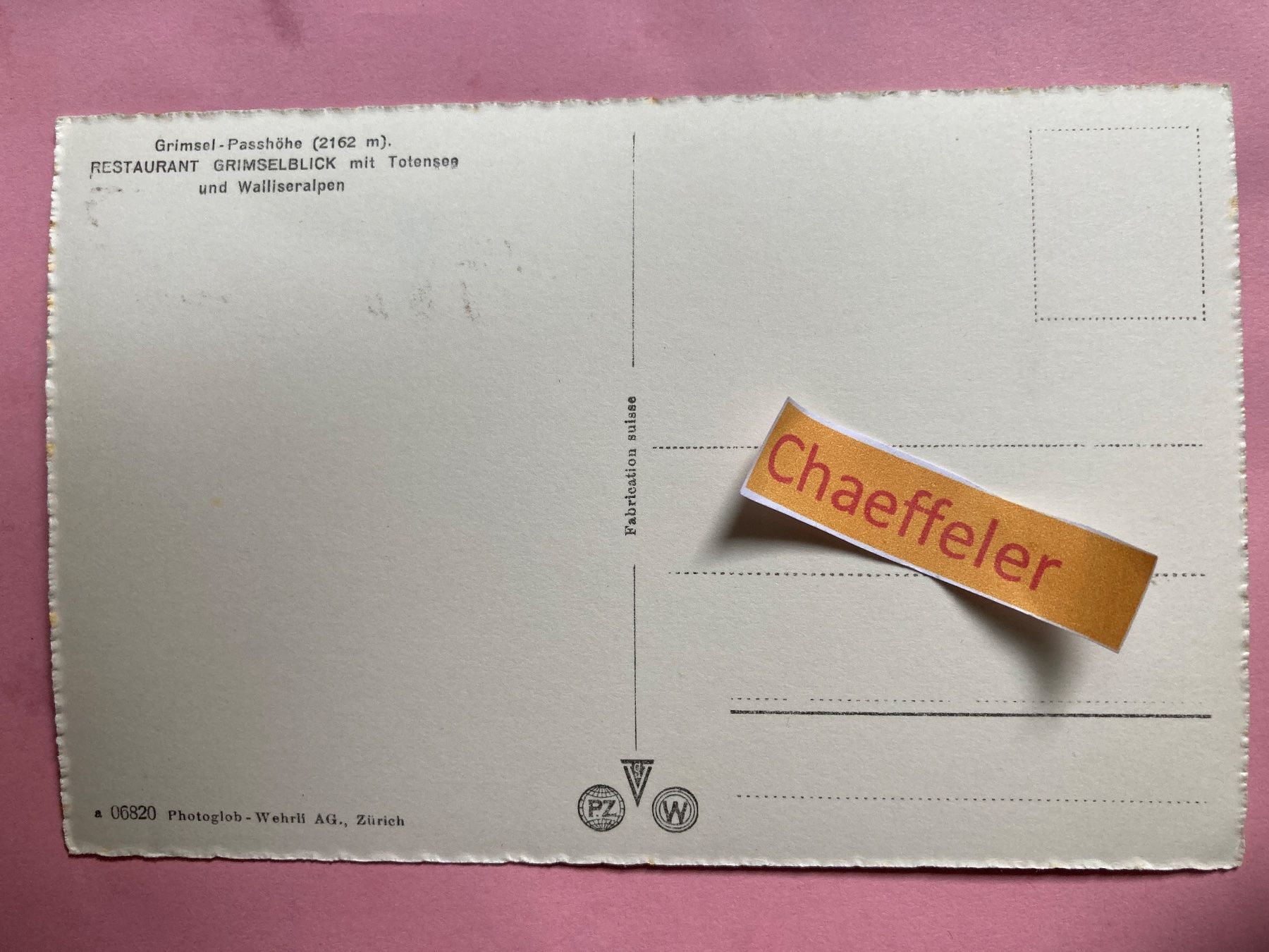 Ansichtskarten: Grimsel-Passhöhe. Rest. Grimselblick mit Totensee und – Gebraucht aus Zürich von Chaeffeler 1