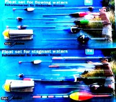 18teil. Angel-Schwimmer Set à 2 x 9 Teile / Fluss + See