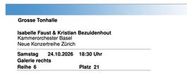 Tonhalle Zürich, 24.10.26 zwei Billette