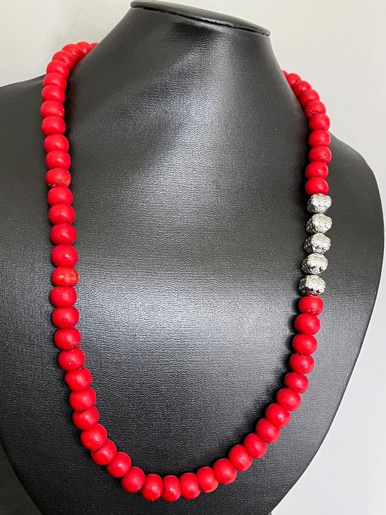 Collier fait main en argent sterling avec perles de Navajo de 4 mm, 16 po. de long - Canada