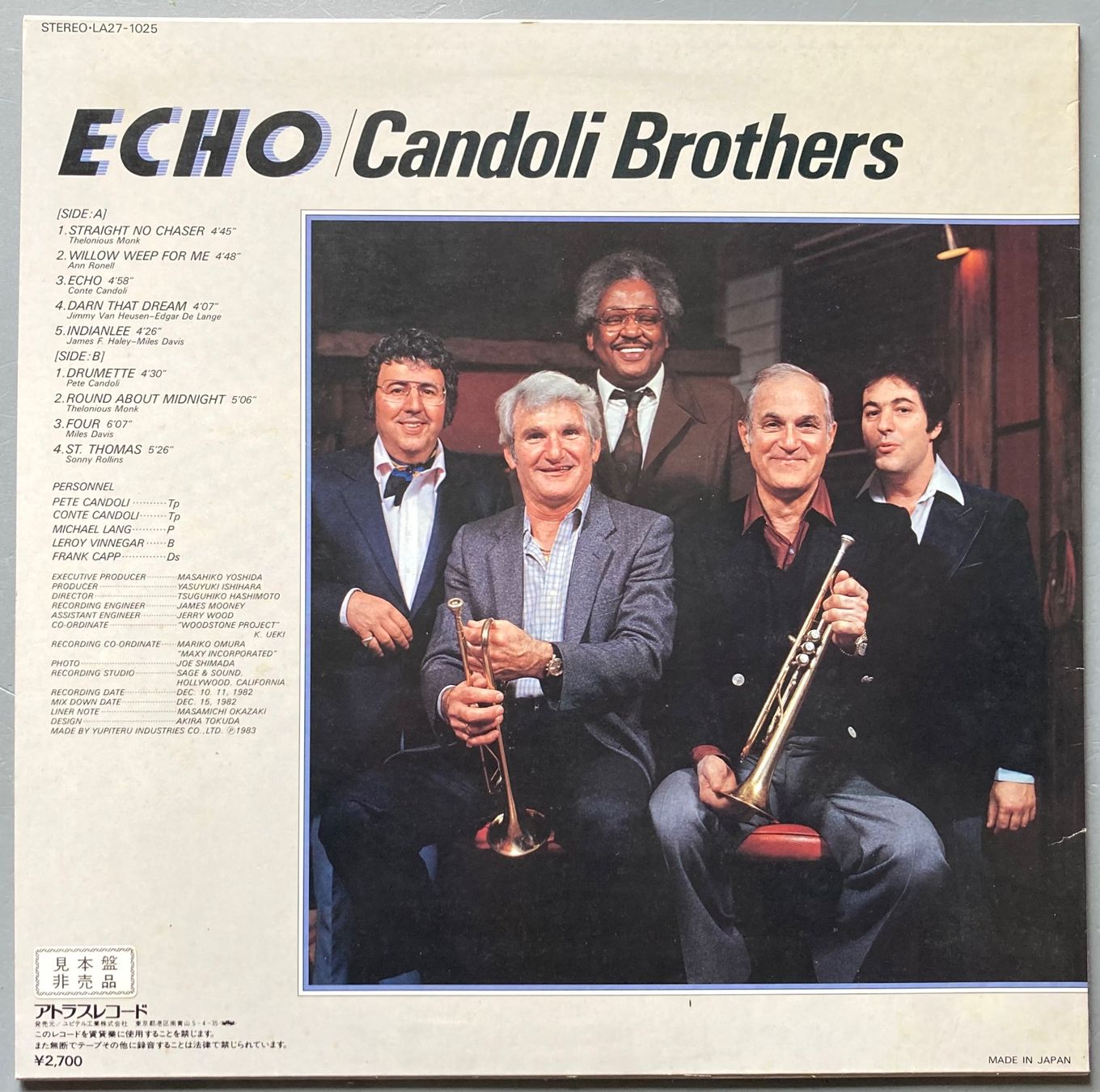 Dischi in vinile: CANDOLI BROTHERS - ECHO – Usato da Poliez-Pittet venduto da Newtown-Records 1