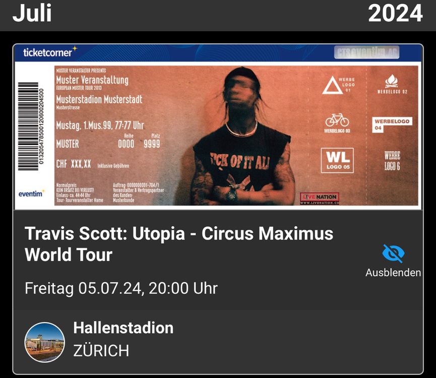 Travis Scott World Tour Stehplatzticket Kaufen auf Ricardo