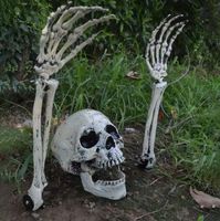 Halloween Skelett Deko Schädel mit zwei Armen Kunststoff