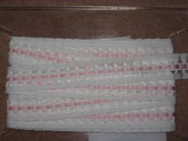 Webband BWgemisch weiss & rosa Pünktli 2,5cm breit