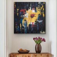 Acrylbild abstrakt gold Rose Blume Natur Neu Unikat