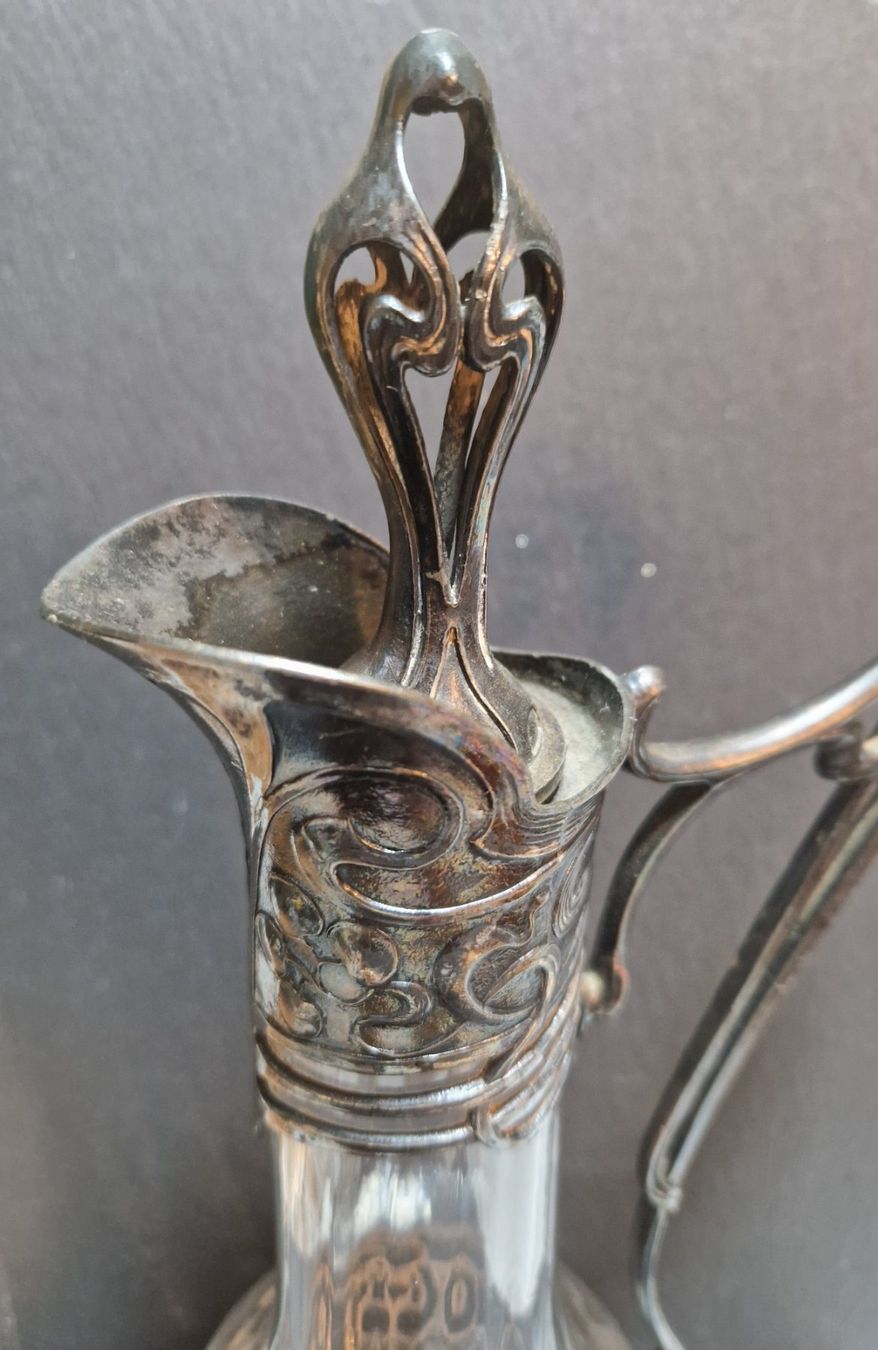 Caraffe: Karaffe Glas mit Metallmontur – Usato da Winterthur venduto da Sadega 1
