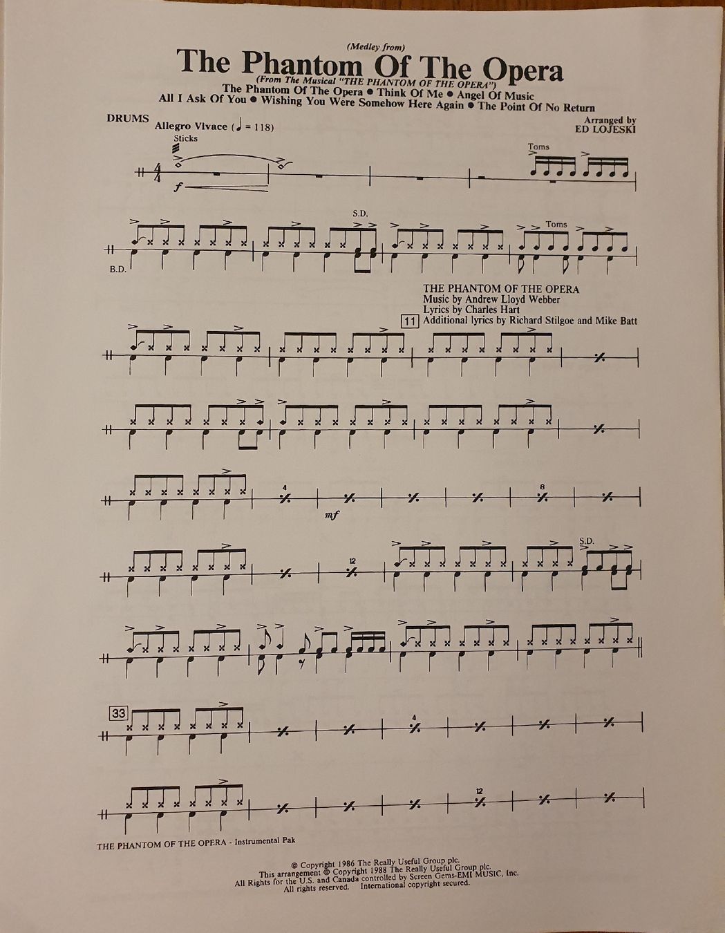 Bücher: Phantom der Oper Noten - Instrumental Pak – Neu (gemäss Beschreibung) aus Zürich von Philotimo 1
