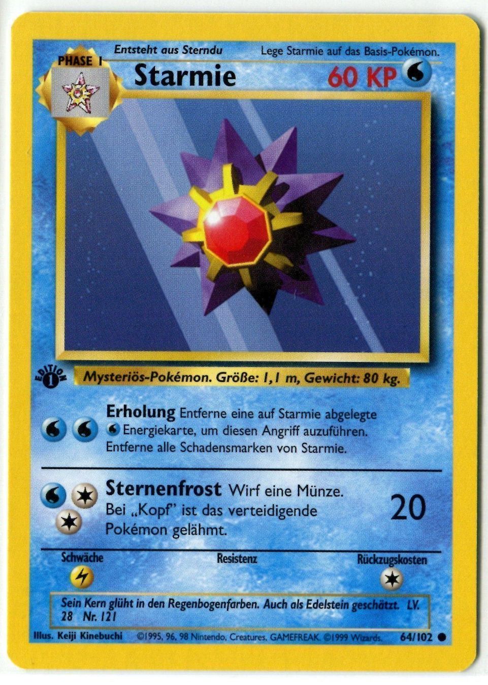 Pokémon Carte collezionabili: Starmie Basis Set 1.Edition 64/102 Deutsch – Nuovo (secondo la descrizione) da Dornach venduto da Deco89
