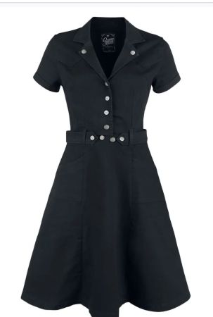 "Workwear Dress" Mittellanges Kleid schwarz Queen Kerosin L