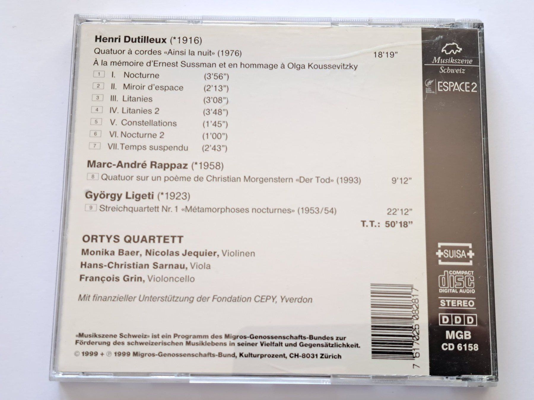 CD: Cd Dutilleux Rappaz Ligeti - Streichquatette – Usato da Pully venduto da bro_n52j 2