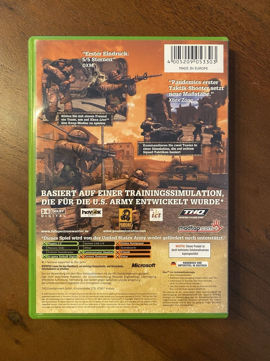 Microsoft Giochi: Full Spectrum Warrior für Xbox – Usato da Thunstetten venduto da Virus_33 2