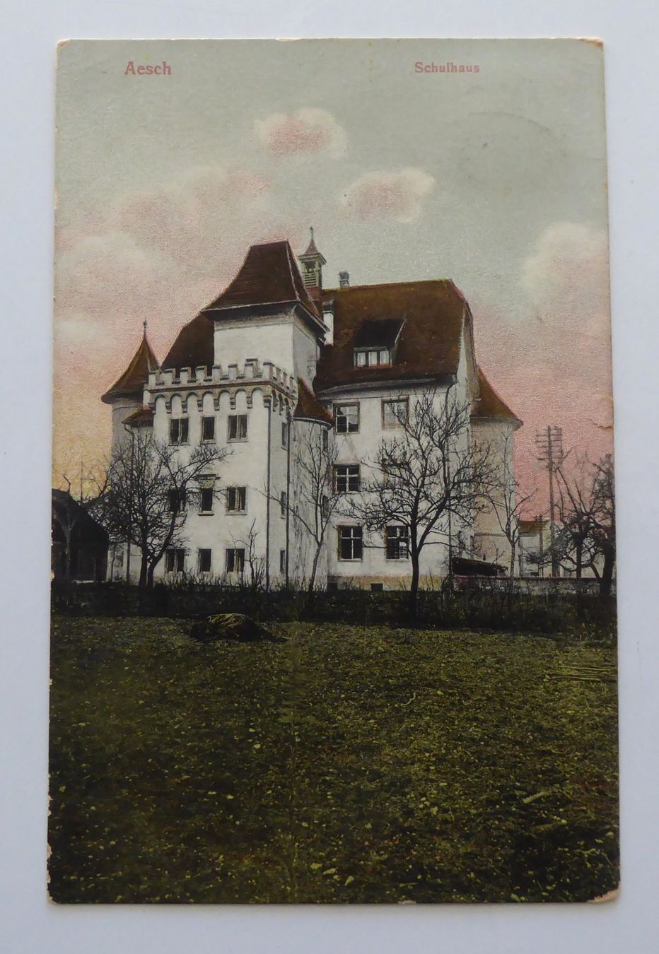 Ansichtskarten: Aesch Schulhaus 1916, heute Gemeindeverwaltung – Gebraucht aus Aesch BL von Kauri1