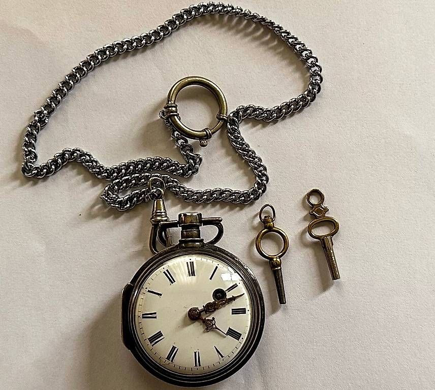 Antike Spindel-Taschenuhr mit Kettenaufzug (Gebraucht) in