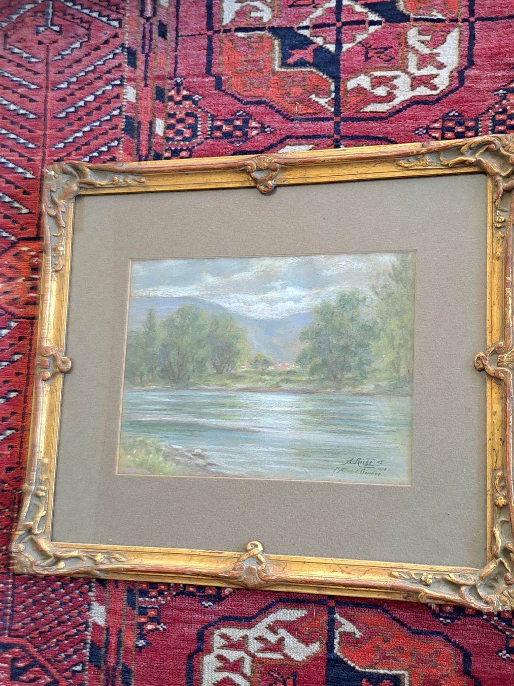 Dipinti: Bild Pastel "Bord de l'Arve à Genève" – Usato da Willisau venduto da afb123