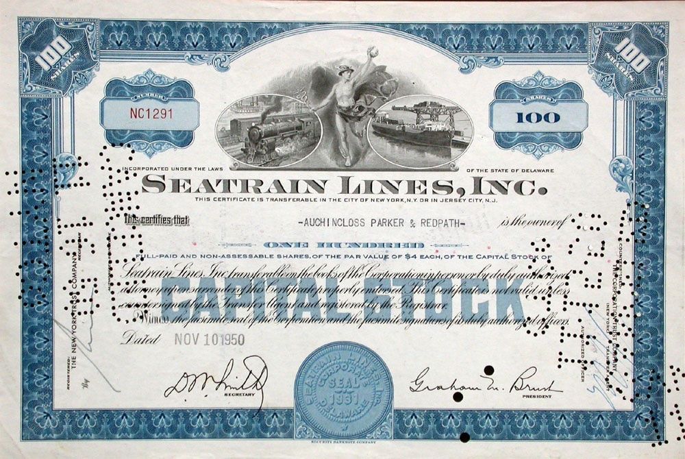 Dokumente: Seatrain Lines, Inc. - 1956 – Gebraucht aus Solothurn von Sgasche