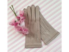 Handschuhe Leder 6.5 mattrosa rosa Biesen NEU VINTAGE 1950s