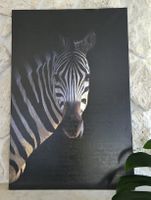 Zebra Leinwandbild Schwarz Weiss Dunkel  Neu 