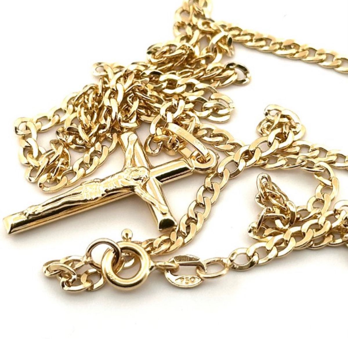 Catenine: Collana uomo oro 750 croce Cristo – Nuovo e nell'imballaggio originale da Vernier venduto da  2