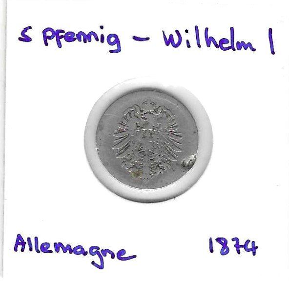 Toutes les monnaies: 5 pfennig - Wilhelm I-1874 – D'occasion à Tavannes par Zitume 1