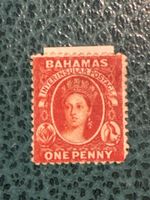 Timbre Bahamas Interinsular Postage 1 Penny rouge usagé