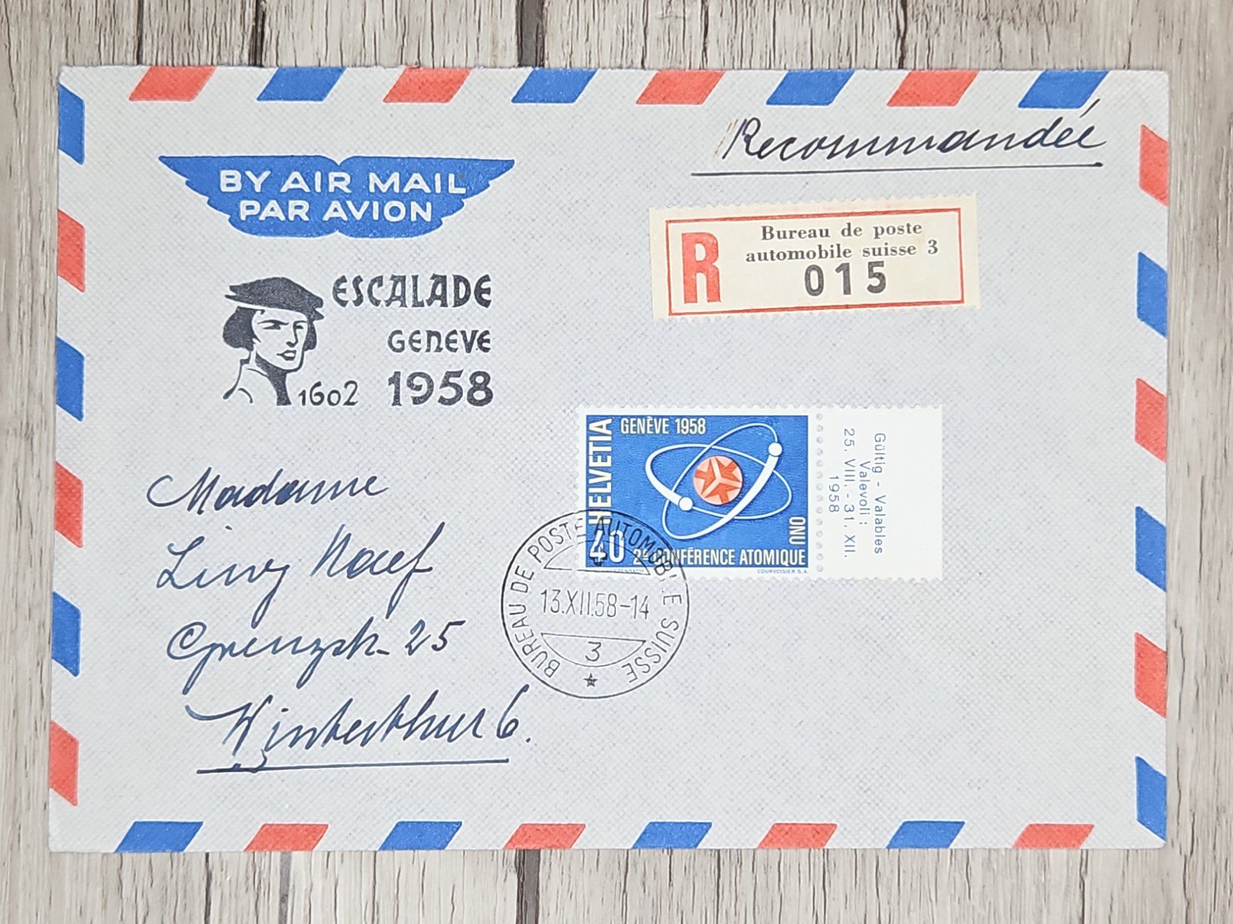 Tutti i francobolli: CL11 Enveloppe + Timbre Suisse 1958 – Usato da Cousset venduto da Patrick_Collections