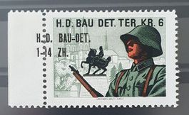 Soldatenmarke - verschobener Druck,  H.D. Bau Det. Ter. Kr.6