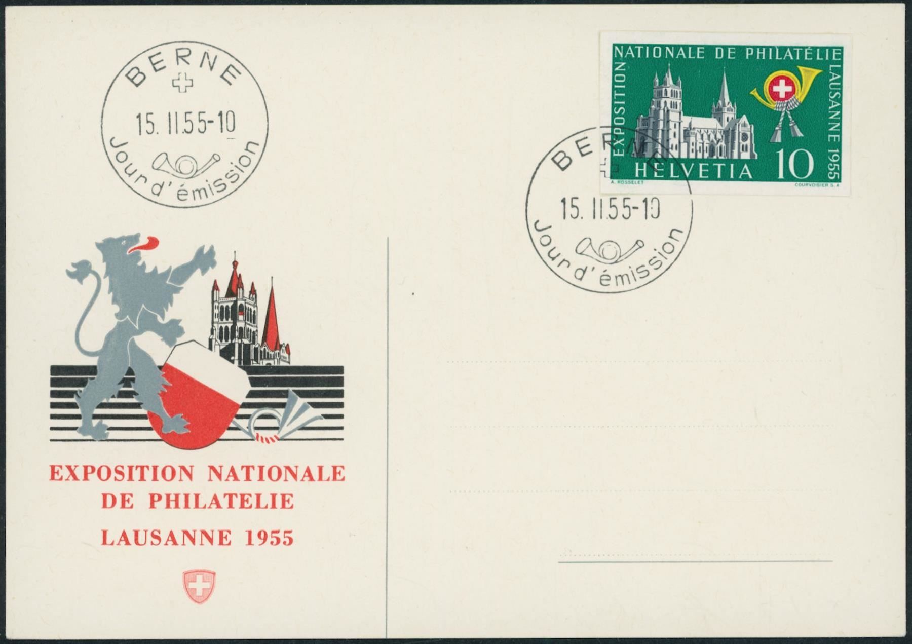 Tutti i francobolli: 1955 Lausanne - Blockausschnitt - FDC U1 – Usato da Schindellegi venduto da leecollect 1