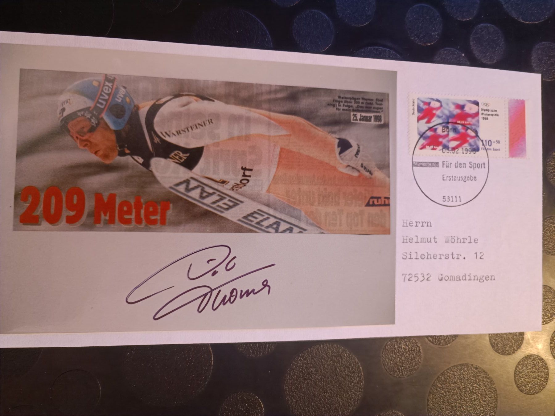 Autografi: Dieter Thoma - handsignierte Karte mit Sonderstempel FDC – Usato da Menziken venduto da Artographs