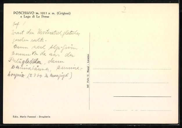 Cartoline postali: Poschiavo /Grigioni, Panorama e Lago di  – Usato da Berlin venduto da bartko-reher 1