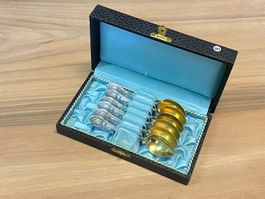 Antike Kaffeelöffeli vergoldet 6 Stück in Etui