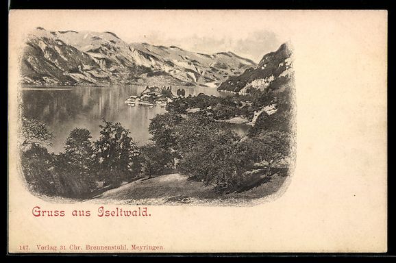 Cartes postales: Iseltwald, Ort und Uferpartie mit Bergen – D'occasion à Berlin par bartko-reher