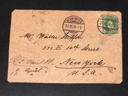 Schweiz 1888 Briefausschnitt 25 Rp. stehende grün USA
