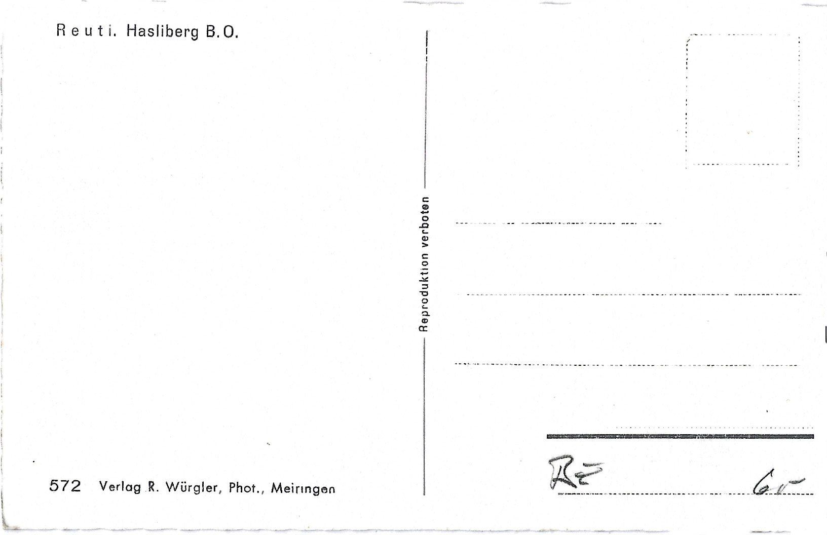 Cartes postales: R e u t i,  Hasliberg  B.O. – D'occasion à Bütschwil par Jackson1A 1
