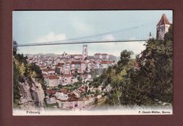 FRIBOURG - Pont suspendu et vue sur la ville