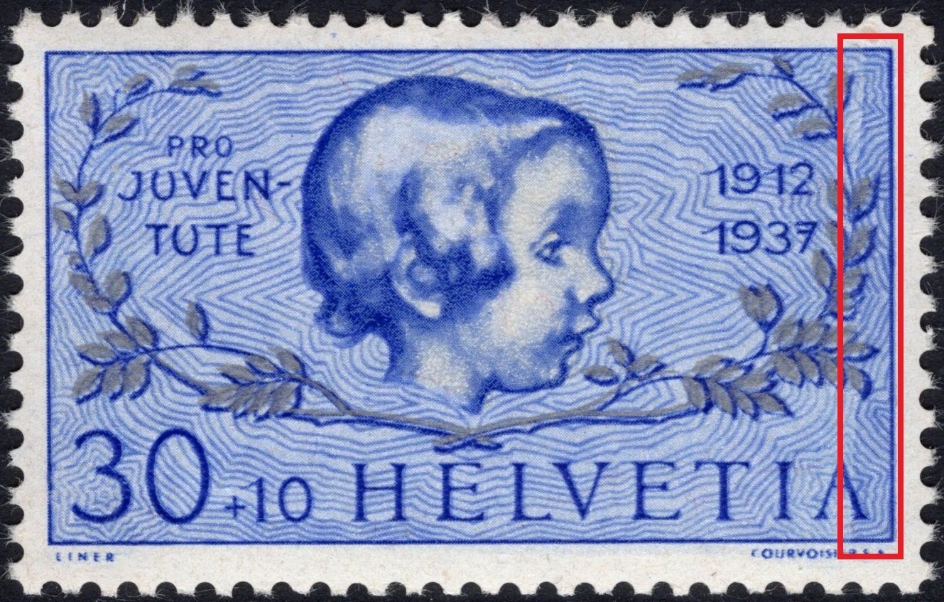 Alle Briefmarken: PJ - 30 Rp. Mädchenkopf mit Plattenfehler / ABART – Neu (gemäss Beschreibung) aus Eglisau von Chperfins