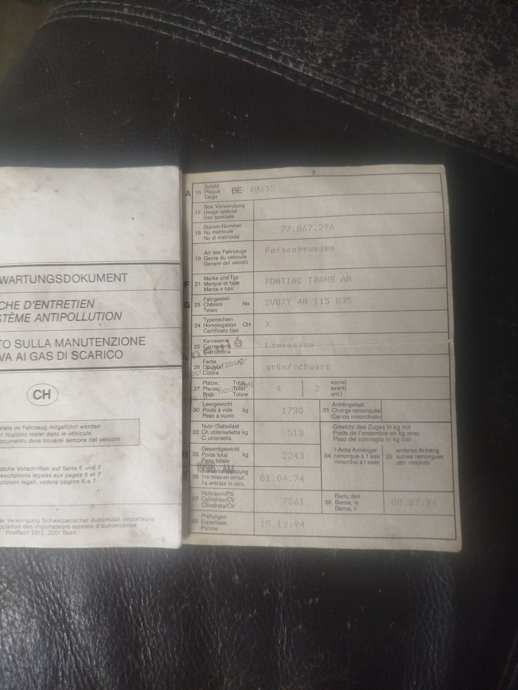 Pontiac Automobili: Pontiac Firebird TransAm 455 1974 – Usato da Savagnier venduto da Botteron_Recycling 8