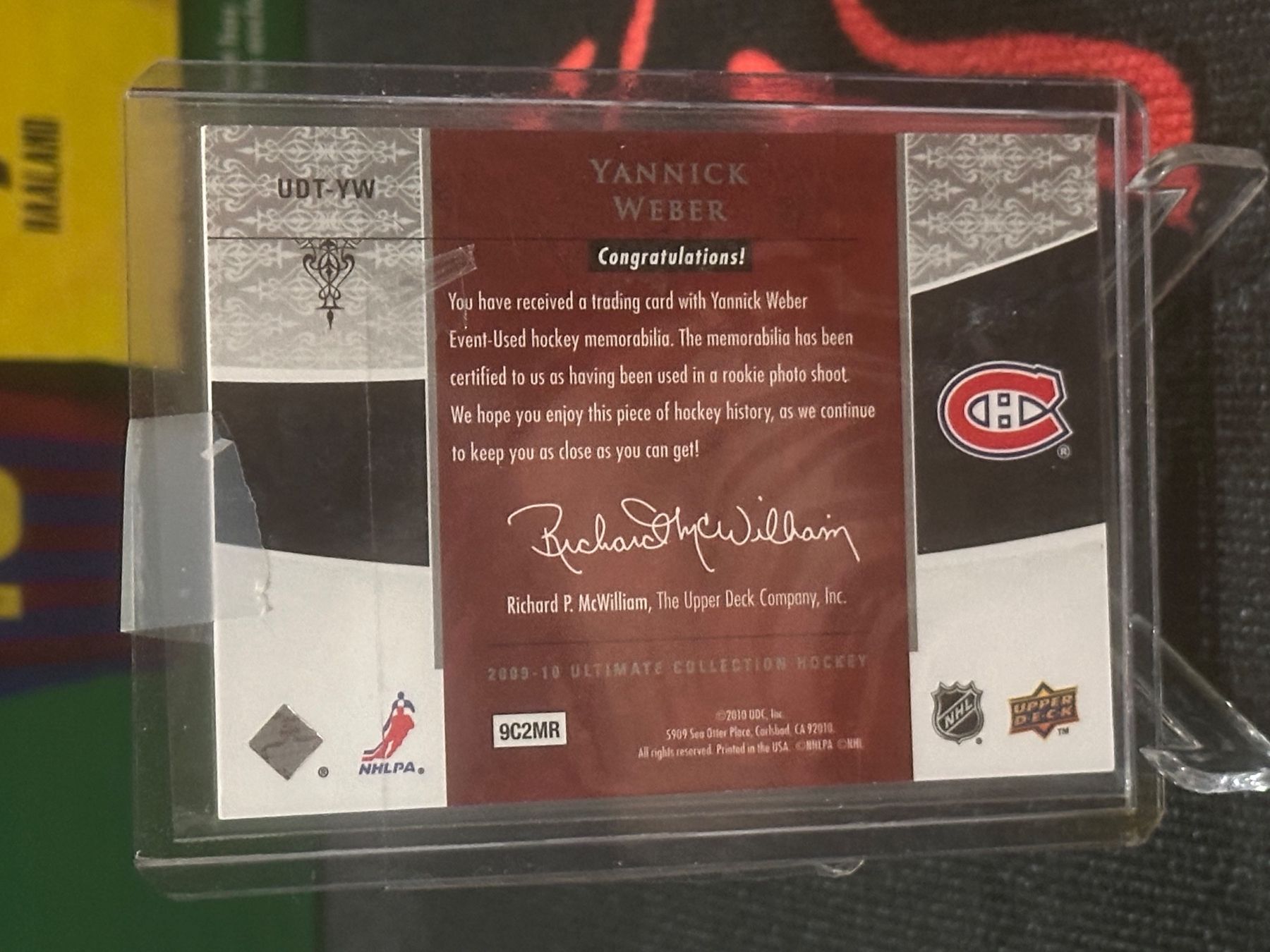 NHL Sammelbilder & Trading cards: Yannick Weber 2009/10 Upper Deck Ultimate Debut Threads A1 – Gebraucht aus Oensingen von chilli63 1
