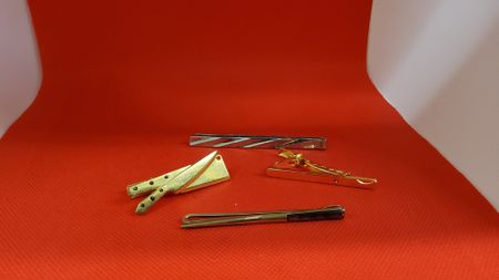 4 Krawattenklammern, Set, Gold Silber Farbe, Messer Design