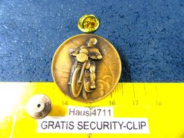 OLDTIMER MOTORRAD PIN GEBRÄGT EINZELSTÜCK VINTAGE KUPFRIG