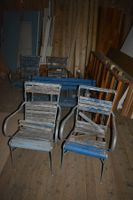 VINTAGE 5 TLG: GARTENSTUHL/SITZBANK SET ZUM RESTAURIEREN