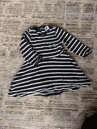 Robe Petit Bateau rayée bleu et blanc taille 12 mois