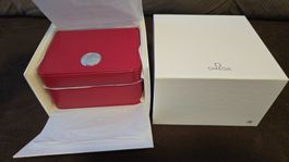 Original OMEGA Uhrenbox Rot mit Umkarton–100% Neu & Unbenuzt
