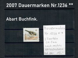 2007 Dauermarken Nr.1236 ** Abart nach rechts verschoben