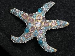 Swarovski Brosche Seestern vergoldet