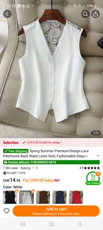 Sommer Weste mit Spitze, Leinen-Look, Grösse XL, Top!
